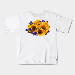 Bouquet of Sunflowers and Purple Statice Kids T-Shirt